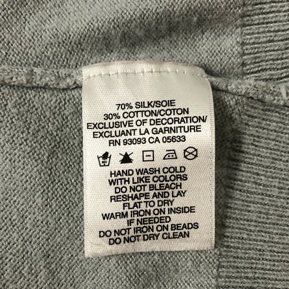 Nic & Zoe Beaded Floral Detail Silk Blend Snap Button Front Cardigan Size Large - Picture 7 of 7